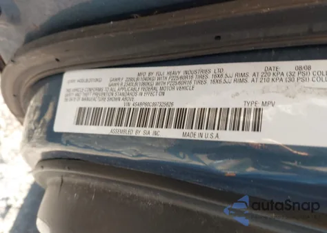 2009 Subaru Outback 2.5I из США, поврежденный, VIN 4S4BP60C897325626